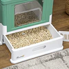 Caixa de Areia para Gatos Dobrável Caixa de Areia para Gatos Fechada com Bandeja Removível e Pá 47,5x35,5x36,7cm Verde