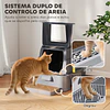 Caixa de Areia para Gatos de Aço Inoxidável XL com Tampa Articulada 180° Laterais Altas Pedal Pá 63x43x43 cm Cinzento Escuro