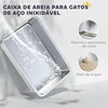 Caixa de Areia para Gatos Fechada com Bandeja de Aço Inoxidável Tampa Removível Bordos Altos e Pá 60,5x40,5x42 cm Branco