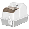 Caixa de Areia para Gatos Fechada com Bandeja de Aço Inoxidável Tampa Removível Bordos Altos e Pá 60,5x40,5x42 cm Branco