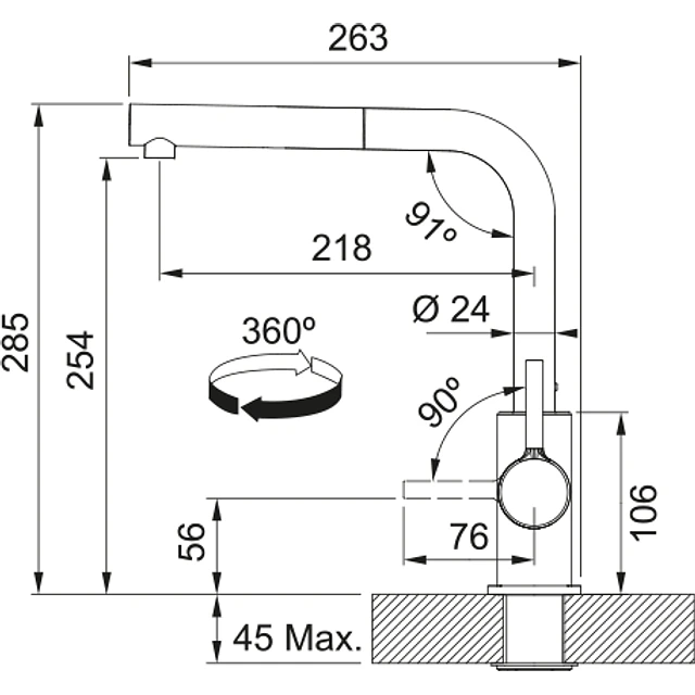 Misturadora Lina L duche Black Matt