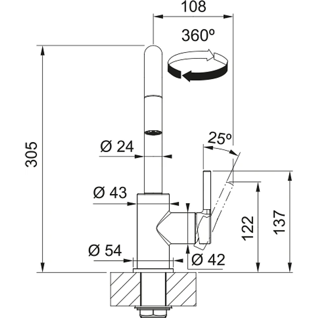 Misturadora Lina U duche Black Matt