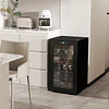 Cave de Vinho para 24 Garrafas 65L com Luz LED Interior Ecrã Tátil Digital Contolo de Temperatura Porta de Vidro e 5 Prateleiras Preto
