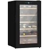 Cave de Vinho para 24 Garrafas 65L com Luz LED Interior Ecrã Tátil Digital Contolo de Temperatura Porta de Vidro e 5 Prateleiras Preto