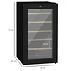 Cave de Vinho para 24 Garrafas 65L com Luz LED Interior Ecrã Tátil Digital Contolo de Temperatura Porta de Vidro e 5 Prateleiras Preto