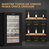 Cave de Vinho para 24 Garrafas 65L com Luz LED Interior Ecrã Tátil Digital Contolo de Temperatura Porta de Vidro e 5 Prateleiras Preto