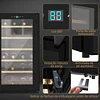Cave de Vinho para 24 Garrafas 65L com Luz LED Interior Ecrã Tátil Digital Contolo de Temperatura Porta de Vidro e 5 Prateleiras Preto