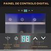 Cave de Vinho para 24 Garrafas 65L com Luz LED Interior Ecrã Tátil Digital Contolo de Temperatura Porta de Vidro e 5 Prateleiras Preto