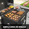 Barbecue a Carvão com Rodas Tampa Grelhas de Aço Inoxidável Termômetro Bandeja Lateral e Prateleira 113x65x108 cm Preto