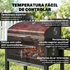 Barbecue a Carvão com Rodas Tampa Grelhas de Aço Inoxidável Termômetro Bandeja Lateral e Prateleira 113x65x108 cm Preto
