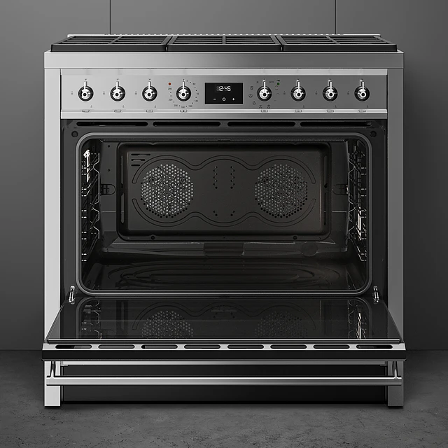 Fogão | 90x60 cm | Nº de fornos com etiqueta energética: 1 | Placa a gás | Classica | Aço inox | A+ | Programa de limpeza VaporClean | Pirolítica | 115 l A90G001PX