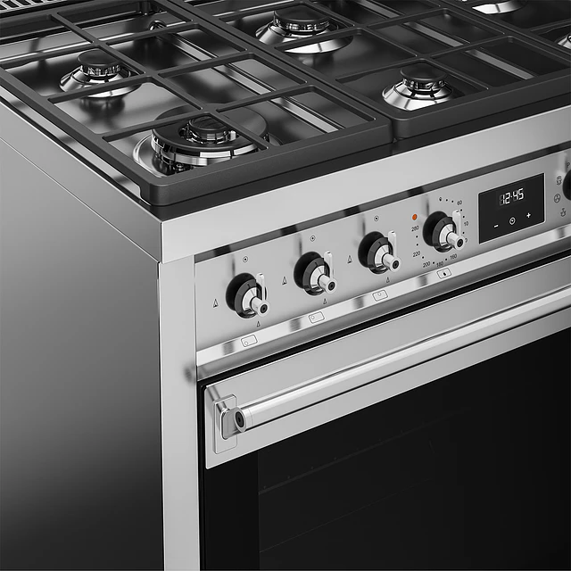 Fogão | 90x60 cm | Nº de fornos com etiqueta energética: 1 | Placa a gás | Classica | Aço inox | A+ | Programa de limpeza VaporClean | Pirolítica | 115 l A90G001PX