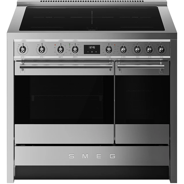 Fogão, 100x60 cm, Nº de fornos com etiqueta energética: 2, Placas de Indução, Classica, Aço inox, A, Programa de limpeza VaporClean, Pirolítica, 70 L, A10I002PTX