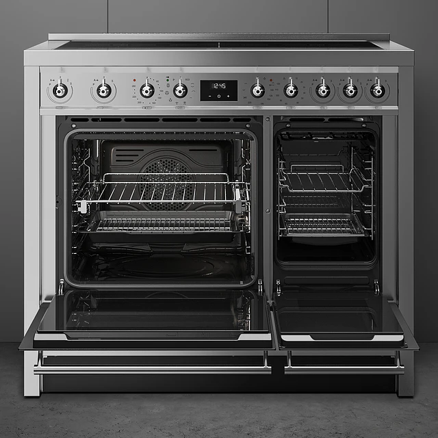 Fogão, 100x60 cm, Nº de fornos com etiqueta energética: 2, Placas de Indução, Classica, Aço inox, A, Programa de limpeza VaporClean, Pirolítica, 70 L, A10I002PTX