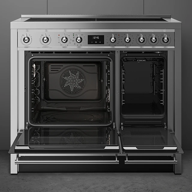 Fogão, 100x60 cm, Nº de fornos com etiqueta energética: 2, Placas de Indução, Classica, Aço inox, A, Programa de limpeza VaporClean, Pirolítica, 70 L, A10I002PTX
