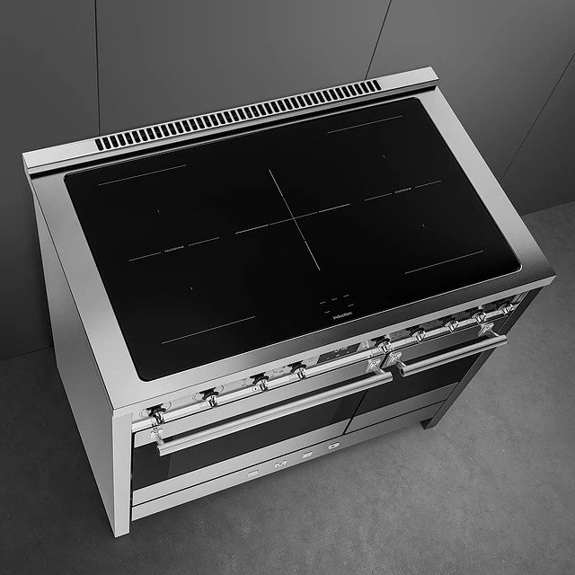 Fogão, 100x60 cm, Nº de fornos com etiqueta energética: 2, Placas de Indução, Classica, Aço inox, A, Programa de limpeza VaporClean, Pirolítica, 70 L, A10I002PTX