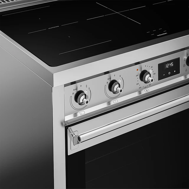 Fogão, 90x60 cm, Nº de fornos com etiqueta energética: 1, Placas de Indução, Classica, Aço inox, A+, Programa de limpeza VaporClean, Pirolítica | 115 L, A90I001PX 