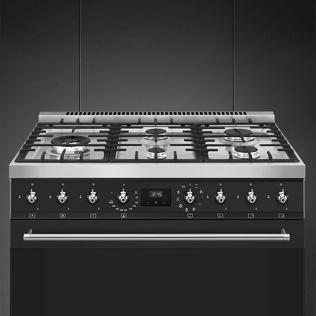 Fogão, 90x60 cm, Nº de fornos com etiqueta energética: 1, Placa a gás, Classica, Preto Mate, A, Sistema de limpeza com painéis catalíticos, 115 L, C95GMCMB2 