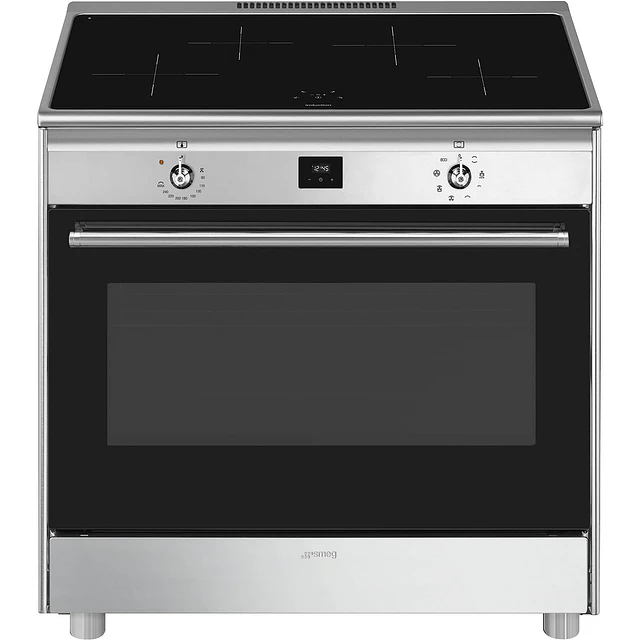 Fogão, 90x60 cm, Nº de fornos com etiqueta energética: 1, Placas de Indução, Classica, Aço inox, A, Programa de limpeza VaporClean, 115 L, CG90CIXT 
