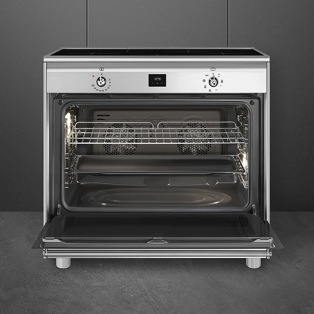 Fogão, 90x60 cm, Nº de fornos com etiqueta energética: 1, Placas de Indução, Classica, Aço inox, A, Programa de limpeza VaporClean, 115 L, CG90CIXT 