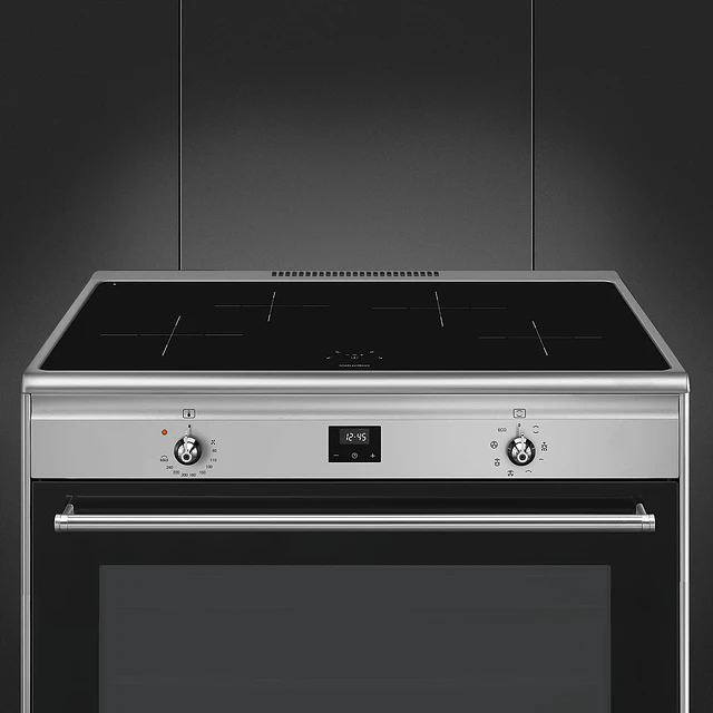 Fogão, 90x60 cm, Nº de fornos com etiqueta energética: 1, Placas de Indução, Classica, Aço inox, A, Programa de limpeza VaporClean, 115 L, CG90CIXT 