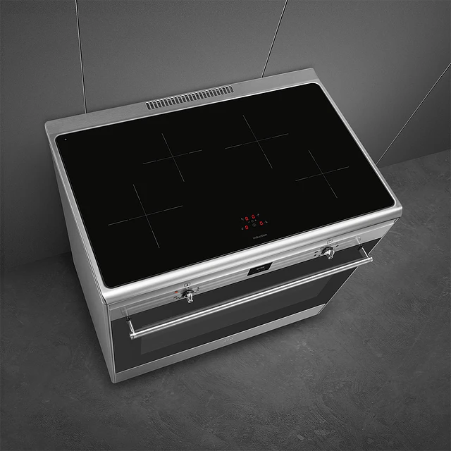 Fogão, 90x60 cm, Nº de fornos com etiqueta energética: 1, Placas de Indução, Classica, Aço inox, A, Programa de limpeza VaporClean, 115 L, CG90CIXT 