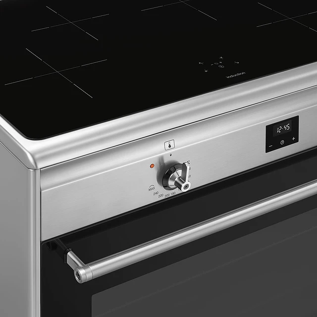 Fogão, 90x60 cm, Nº de fornos com etiqueta energética: 1, Placas de Indução, Classica, Aço inox, A, Programa de limpeza VaporClean, 115 L, CG90CIXT 