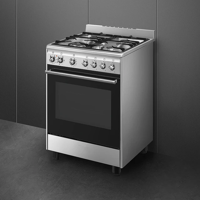 Fogão,60x60 cm, Nº de fornos com etiqueta energética: 1, Placa a gás, Classica, Aço inox, A, Programa de limpeza VaporClean, 70 L, CX60GMX