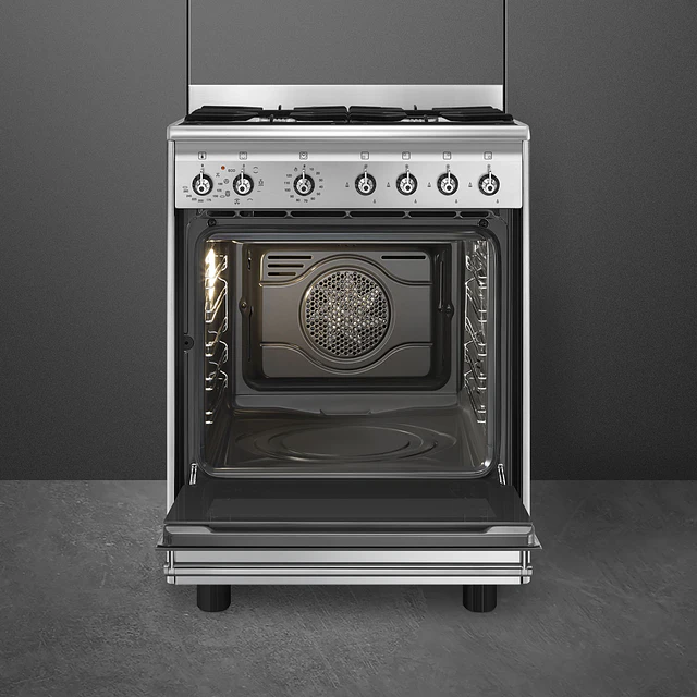 Fogão,60x60 cm, Nº de fornos com etiqueta energética: 1, Placa a gás, Classica, Aço inox, A, Programa de limpeza VaporClean, 70 L, CX60GMX