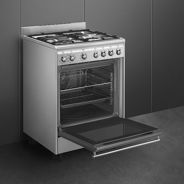 Fogão,60x60 cm, Nº de fornos com etiqueta energética: 1, Placa a gás, Classica, Aço inox, A, Programa de limpeza VaporClean, 70 L, CX60GMX
