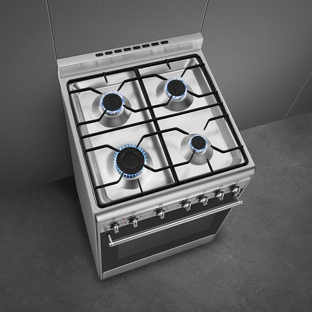 Fogão,60x60 cm, Nº de fornos com etiqueta energética: 1, Placa a gás, Classica, Aço inox, A, Programa de limpeza VaporClean, 70 L, CX60GMX