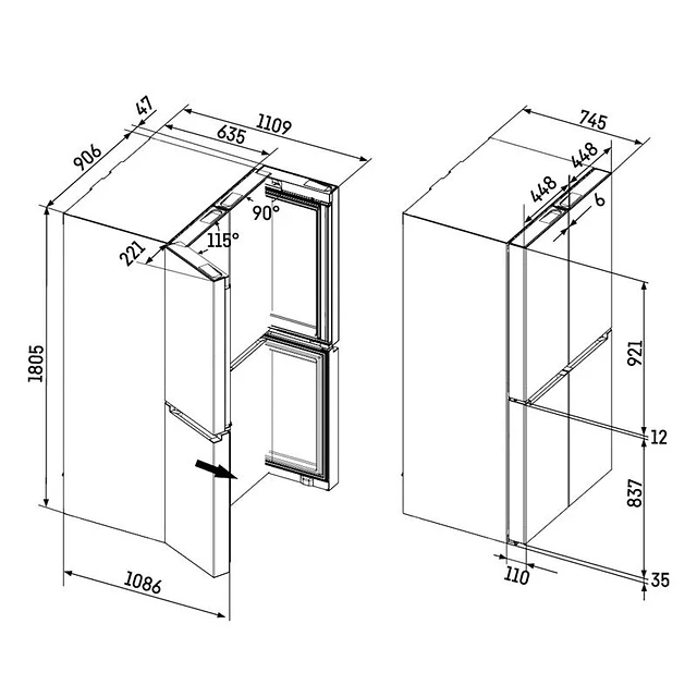 Frigorífico Americano Liebherr MBtsdi 9024 001 20, 572L