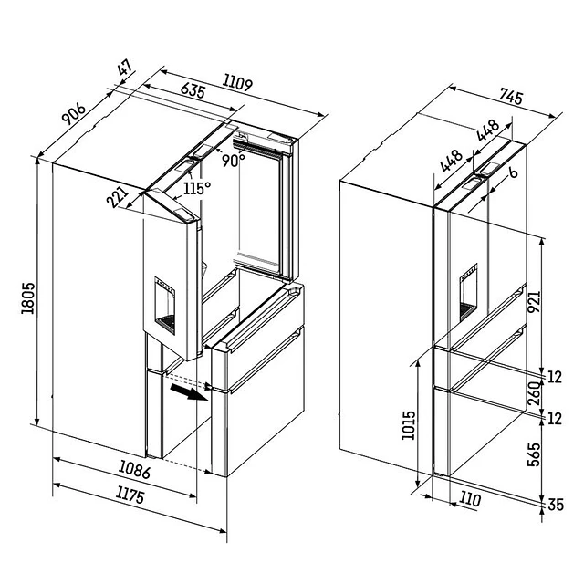 Frigorífico Americano Liebherr MBbsdi 9528 001 20, 538L