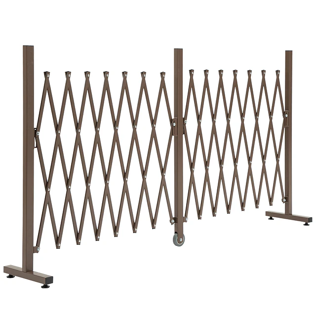 Cerca de Jardim de Liga de Alumínio Vedação Metálica Extensível com Rodas para Decoração 405x31x103,5 cm Marrom Escuro