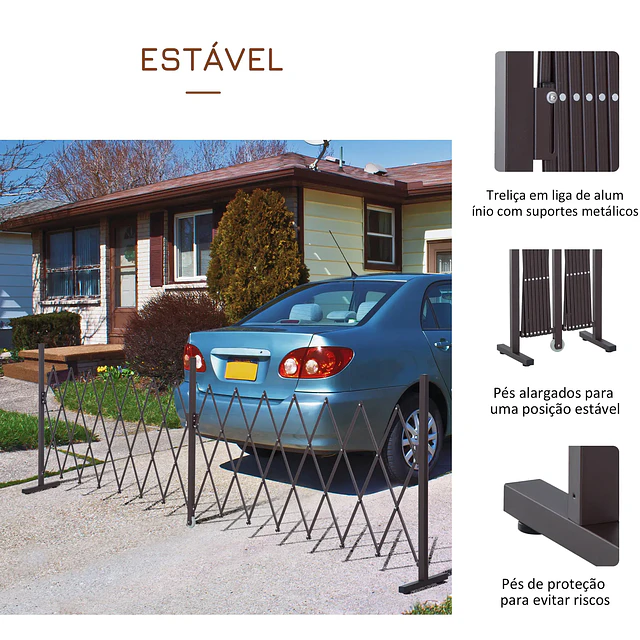 Cerca de Jardim de Liga de Alumínio Vedação Metálica Extensível com Rodas para Decoração 405x31x103,5 cm Marrom Escuro