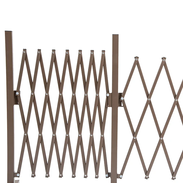 Cerca de Jardim de Liga de Alumínio Vedação Metálica Extensível com Rodas para Decoração 405x31x103,5 cm Marrom Escuro
