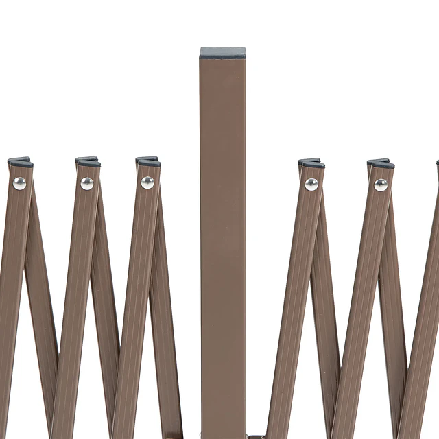 Cerca de Jardim de Liga de Alumínio Vedação Metálica Extensível com Rodas para Decoração 405x31x103,5 cm Marrom Escuro