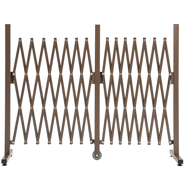Cerca de Jardim de Liga de Alumínio Vedação Metálica Extensível com Rodas para Decoração 405x31x103,5 cm Marrom Escuro