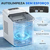 Máquina de Gelo Autolimpável 12 kg/24H 9 Cubos Prontos em 7 Minutos 2 Tamanhos de Gelo Depósito de 1,5L Branco