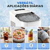 Máquina de Gelo Autolimpável 12 kg/24H 9 Cubos Prontos em 7 Minutos 2 Tamanhos de Gelo Depósito de 1,5L Branco