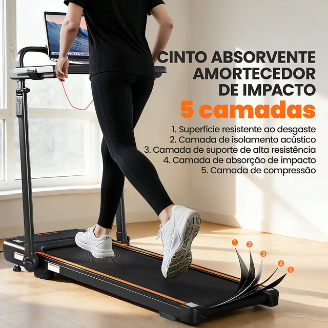 SPORTNOW Passadeira Dobrável Elétrica 2.5HP com Secretária Destacável e Guiador Ajustável em Altura 1-12 km/h Ecrã LED 125x70x102-111 cm Preto
