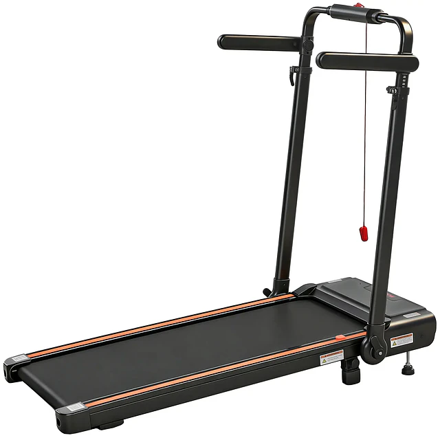 SPORTNOW Passadeira Dobrável Elétrica 2.5HP com Secretária Destacável e Guiador Ajustável em Altura 1-12 km/h Ecrã LED 125x70x102-111 cm Preto