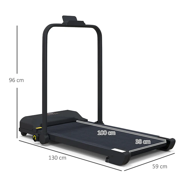 HOMCOM Passadeira 2 em 1 Passadeira com Guiador Dobrável 2,5 HP Velocidade Ajustável Máximo 10 km/h Passadeira Elétrica 130x59x96 cm Preto