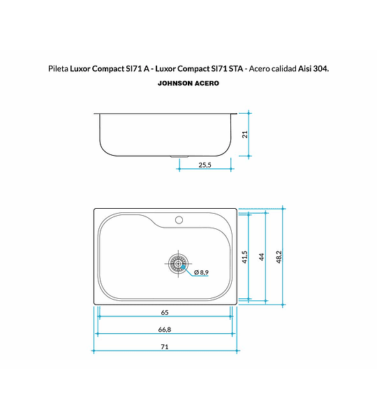 Lavaplatos Luxor SI71 A Johnson Acero