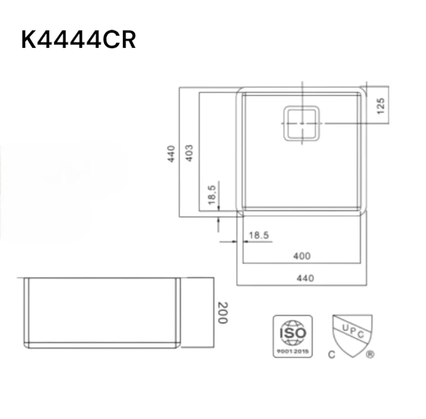 Lavaplatos Cuadrado K4444CR 4