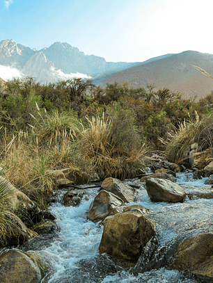 Rio y montaña al amanecer