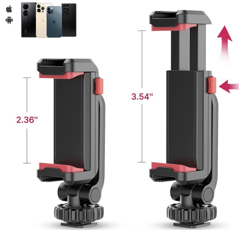 ULANZI Soporte adaptador de trípode para teléfono, soporte ajustable para  teléfono celular, abrazadera universal para smartphone, soporte horizontal