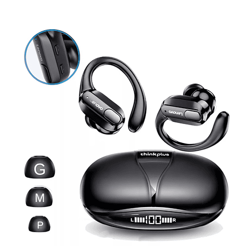 Audífonos Bluetooth Lenovo Thinkplus XT80 inalámbricos NEGROS sport earbuds