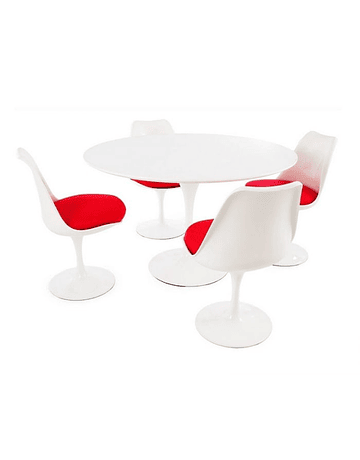 Silla Tulip de Eero Saarinen en color Blanco* con cojín Rojo