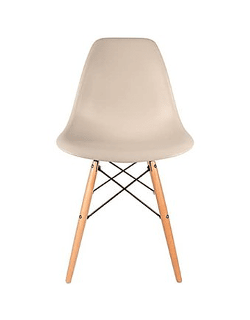 Silla DSW Eames Beige de Polipropileno virgen con patas de Haya